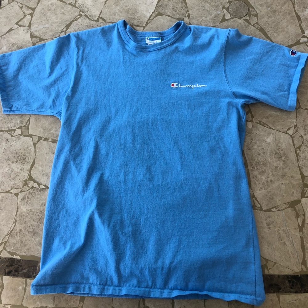 light blue champion t-shirt (size large)